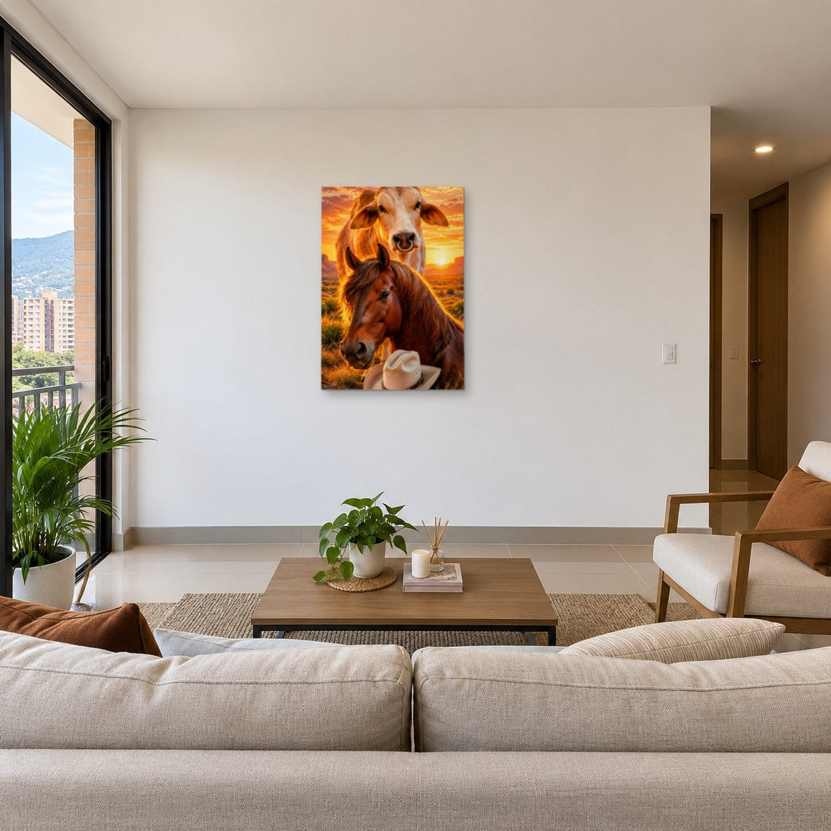 Cuadro Vida de Campo Caballo y Vaca – Exclusivo