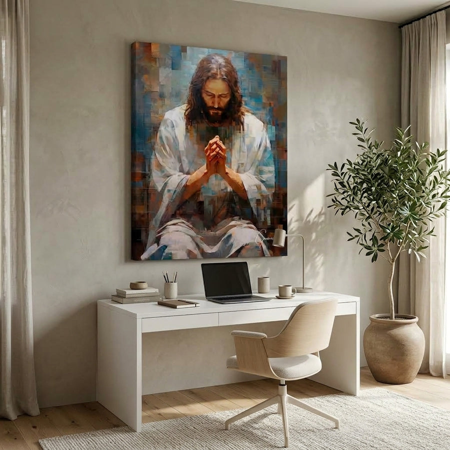 Cuadro Jesús en oración en oficina