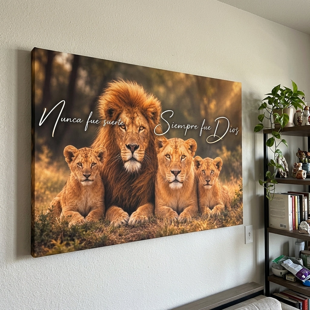 Cuadro león familia en el hogar