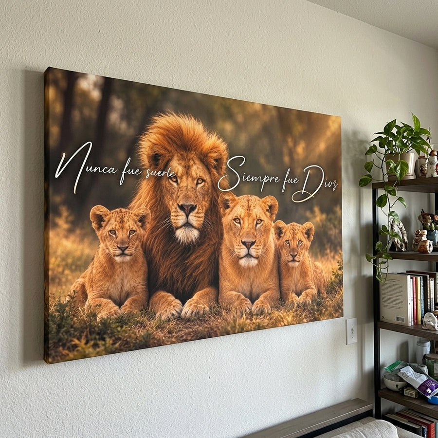 Cuadro león familia en el hogar