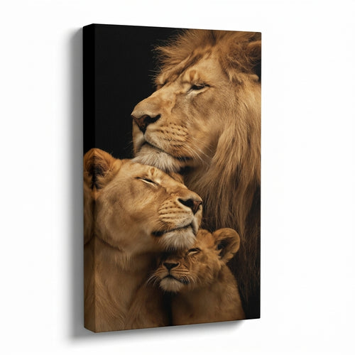Cuadro leones abrazo familiar exclusivo