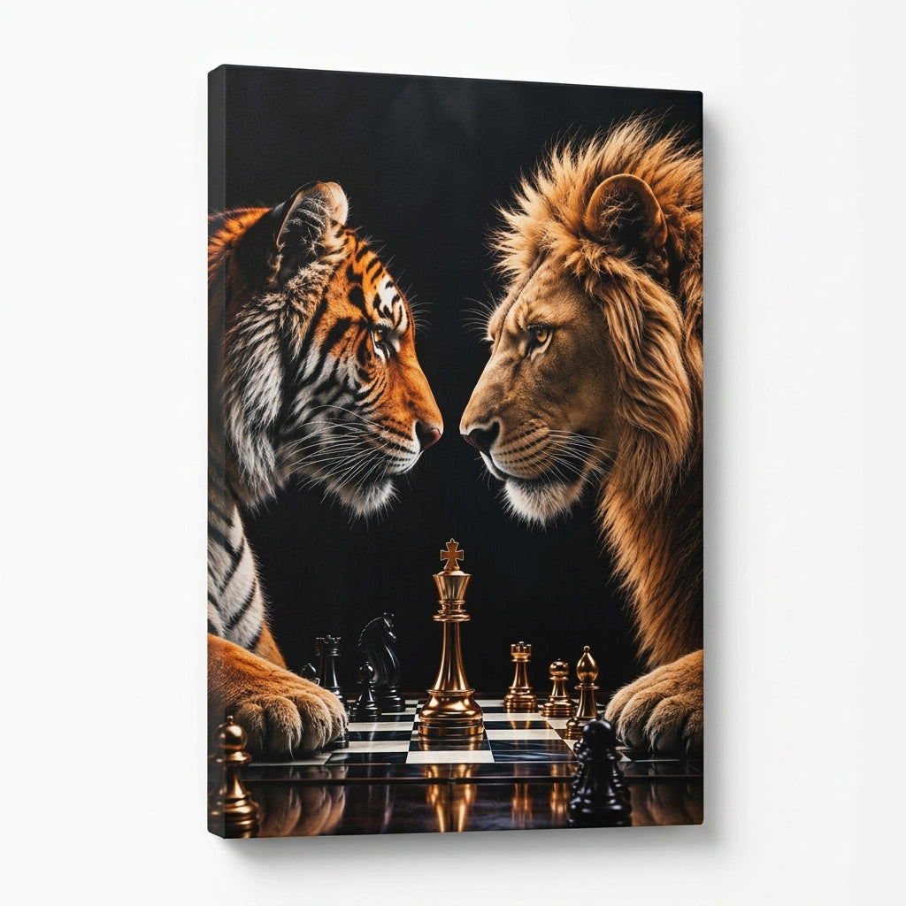 Cuadro tigre y león ajedrez exclusivo
